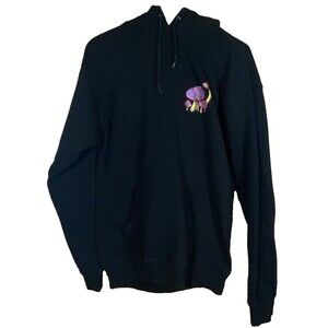 A-Lab Magic Mushroom Hoodie Black Graphic Sweatshirt Psychedelic Women's Sz Sm
